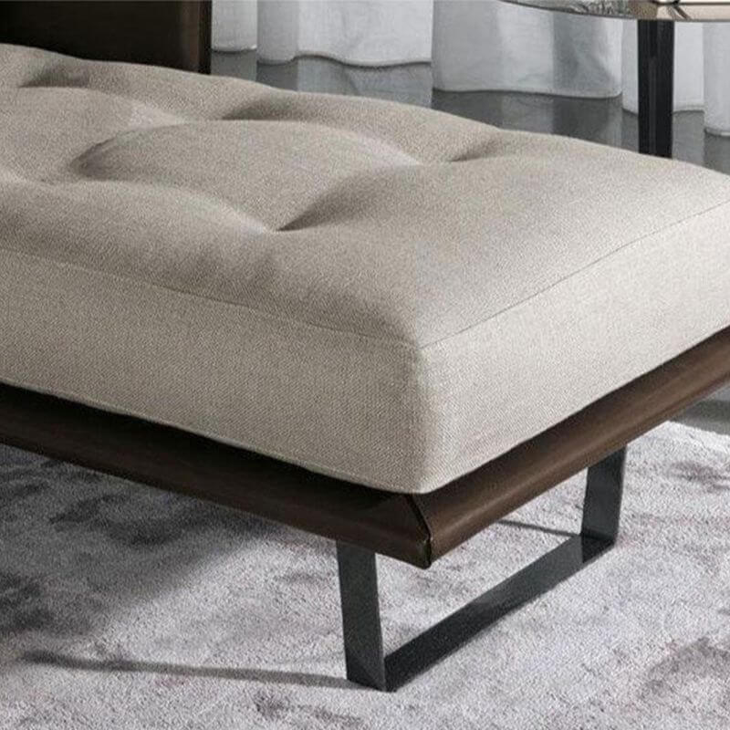 Modern Master Bedroom Chaise Lounge with Birch Wood Frame & Grey Upholstery - Corner Nook Seating Unit for Relaxing, Reading & Lounging