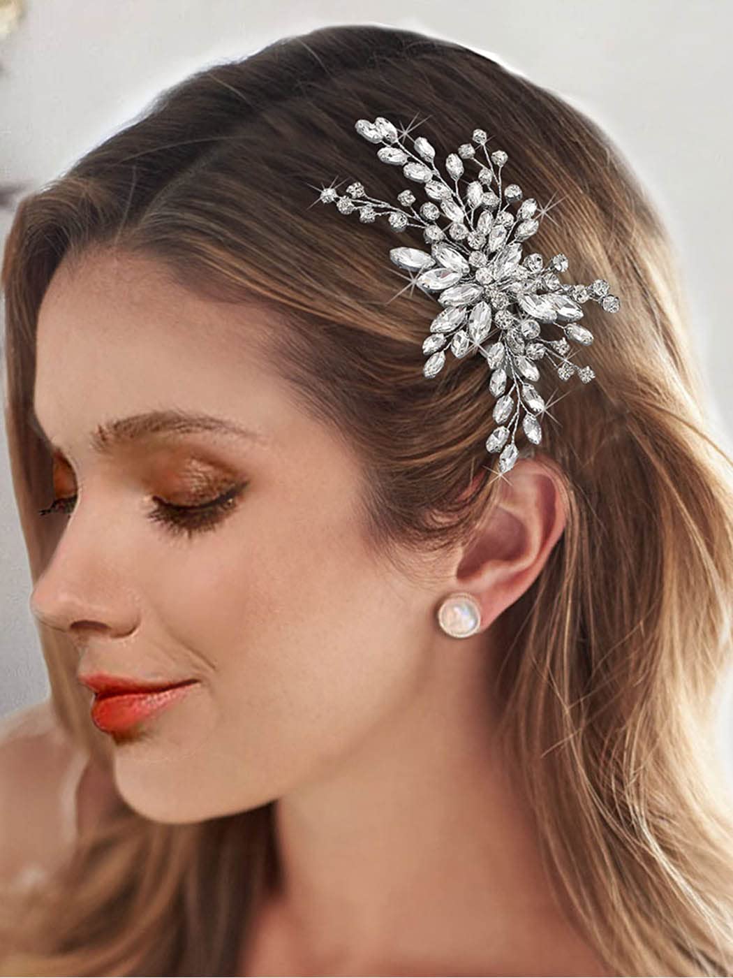 Elegant Silver Crystal Bridal Hair Comb with Rhinestones – Wedding Hair Accessories for Women & Girls – Perfect for Brides, Bridesmaids, and Special Occasions