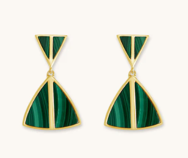 Jolene Green Malachite Dangle Earrings for Women - Handmade Gemstone Jewelry for Parties, Weddings & Special Occasions
