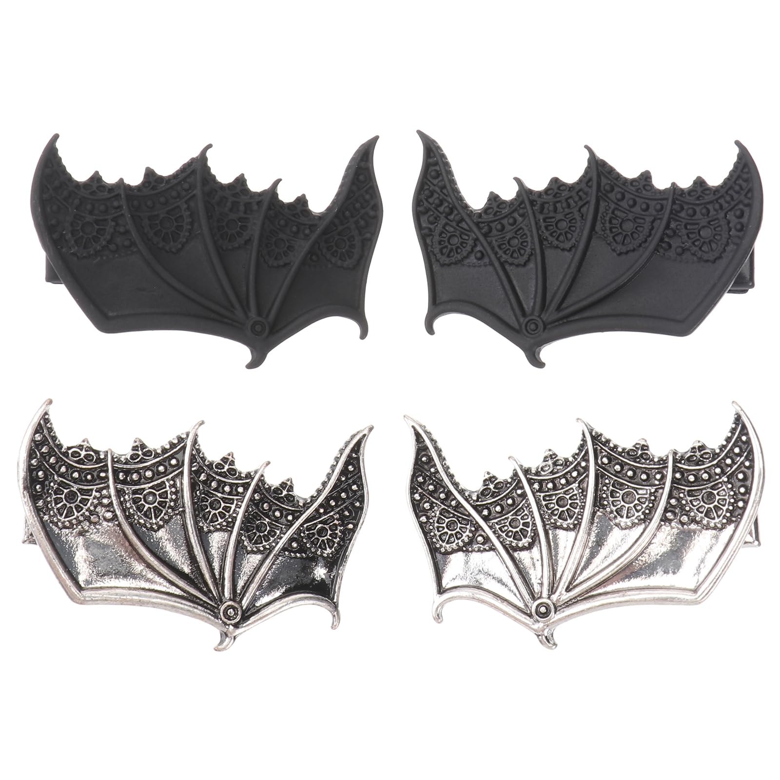 Beaupretty 2 Pairs Metal Bat Wing Hair Clips - Gothic Devil Wings Hair Barrettes Vintage Hairpins for Women & Girls | Halloween Costume Accessories, Cosplay Headwear, Gothic Fashion Statement