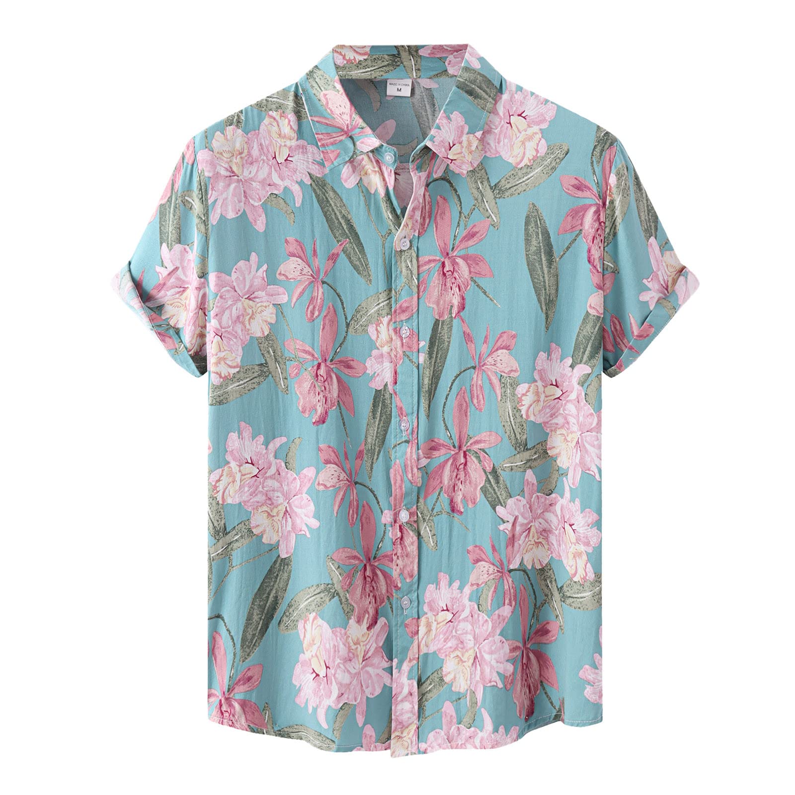 Men's Hawaiian Shirt Floral Print Short Sleeve Button Down Casual Shirt for Summer Beach Vacation | Tropical Aloha Shirt for Luau Party, Poolside Relaxation & Island Getaways