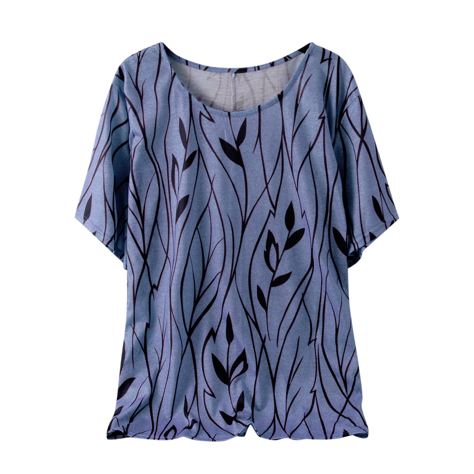 Trendy Women's Summer Casual Short Sleeve T-Shirt - Floral Print Scoop Neck Loose Fit Blouse | Perfect for Beach Outings, Vacation Wear & Everyday Comfort