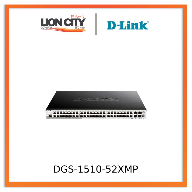 D-Link DGS-1510-52XMP 52-Port Gigabit Stackable Smart Managed Switch with 10G Uplinks - Ideal for Business Networks, Data Centers & Office IT Infrastructure (Pre-Order)