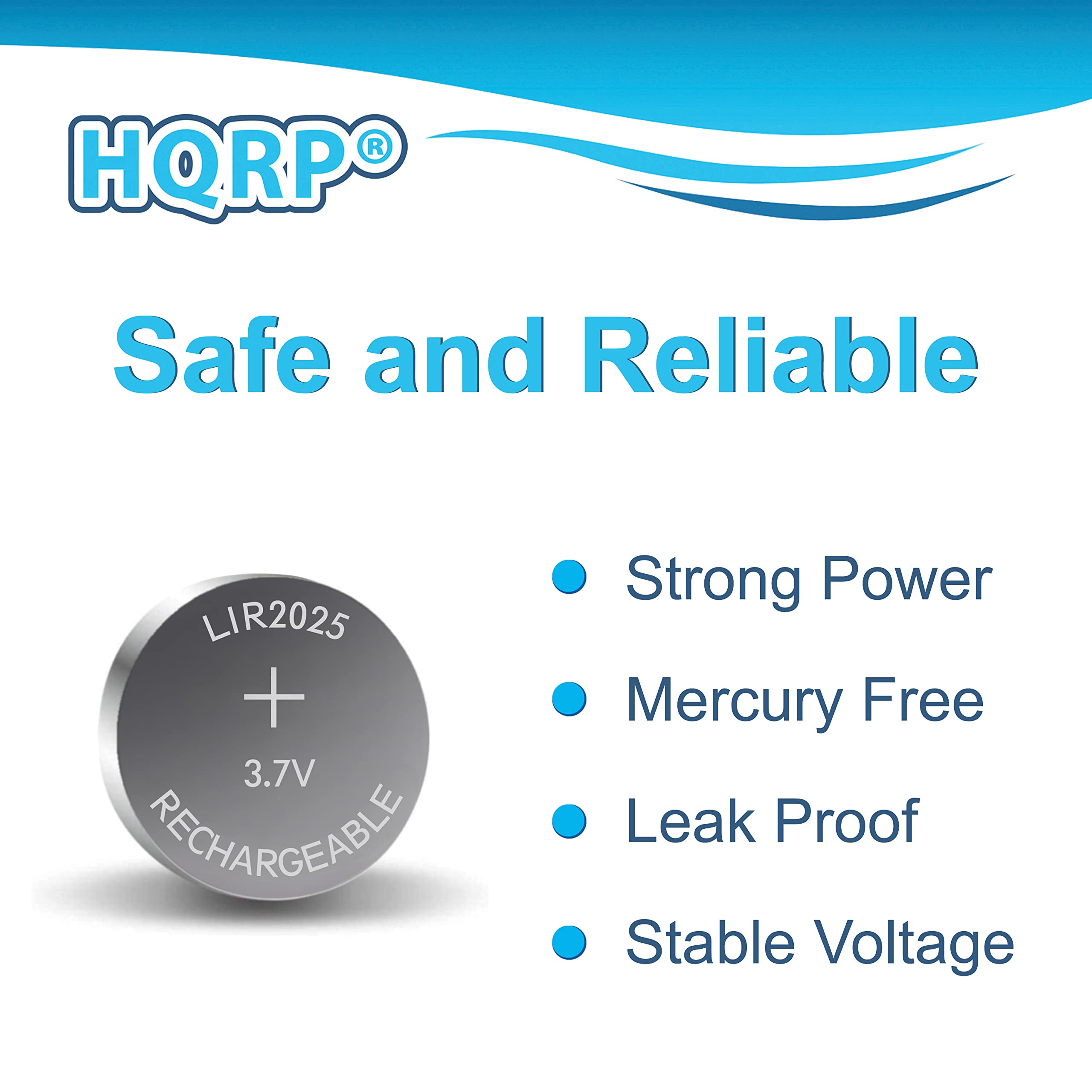HQRP 2-Pack LIR2025 3.7V Lithium-Ion Rechargeable Coin Battery - Compatible with LIR2025H, LIR-2025, LIR2O25 - Perfect for Key Fobs, Watches, and Small Electronics