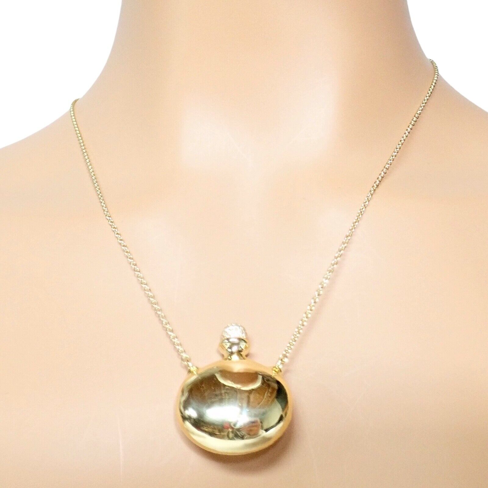 Tiffany & Co Peretti 18k Yellow Gold Diamond Bottle Pendant Necklace - Extra Large Luxury Jewelry for Women, Perfect Gift for Anniversary & Special Occasions