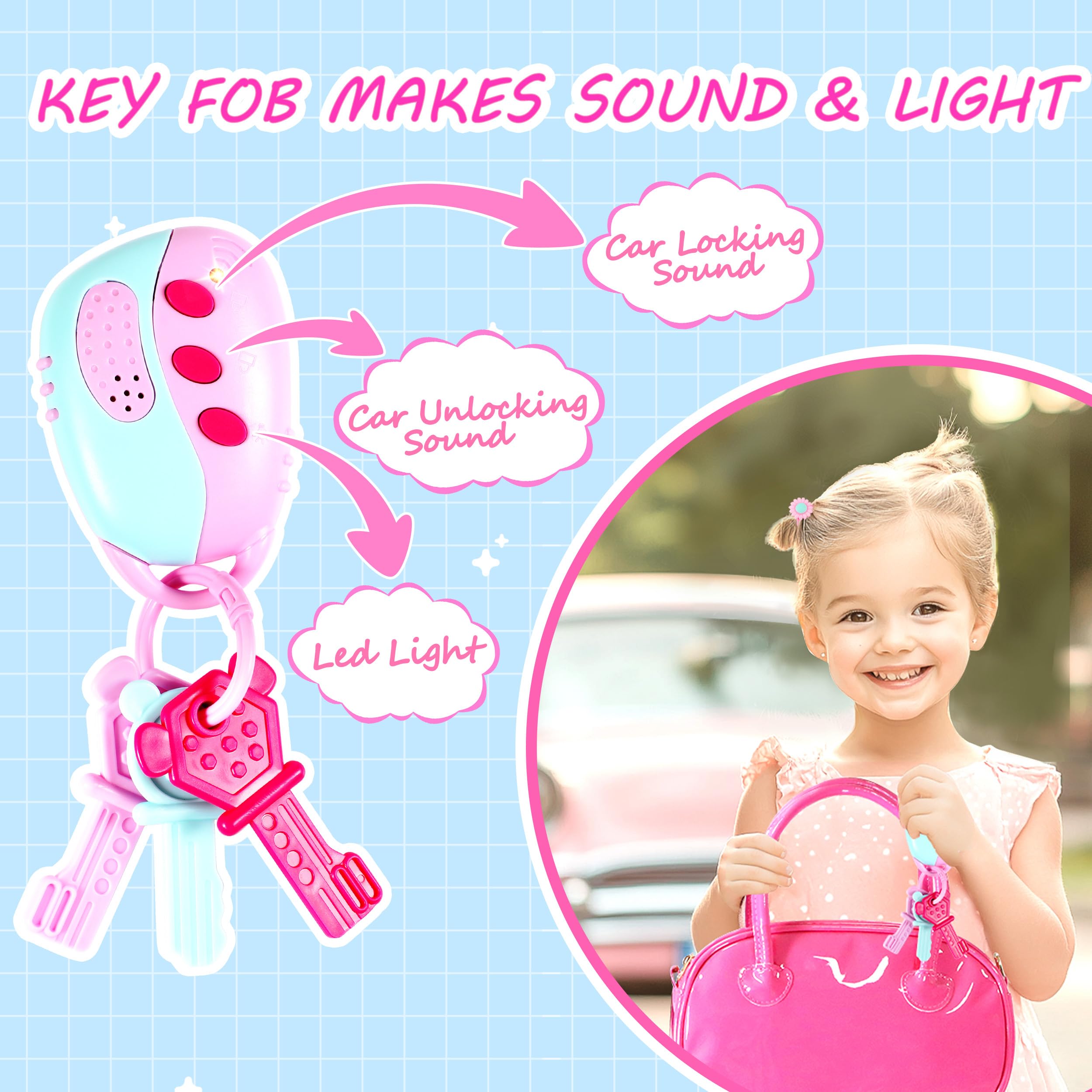 INNOCHEER Little Girls Purse - Hot Pink Patent Leather Play Purse for Toddlers & Kids Ages 3-8 | Flower Girl Gift, Pretend Play Toy for Birthday & Dress Up | Perfect for Tea Parties, Role Play & Special Occasions