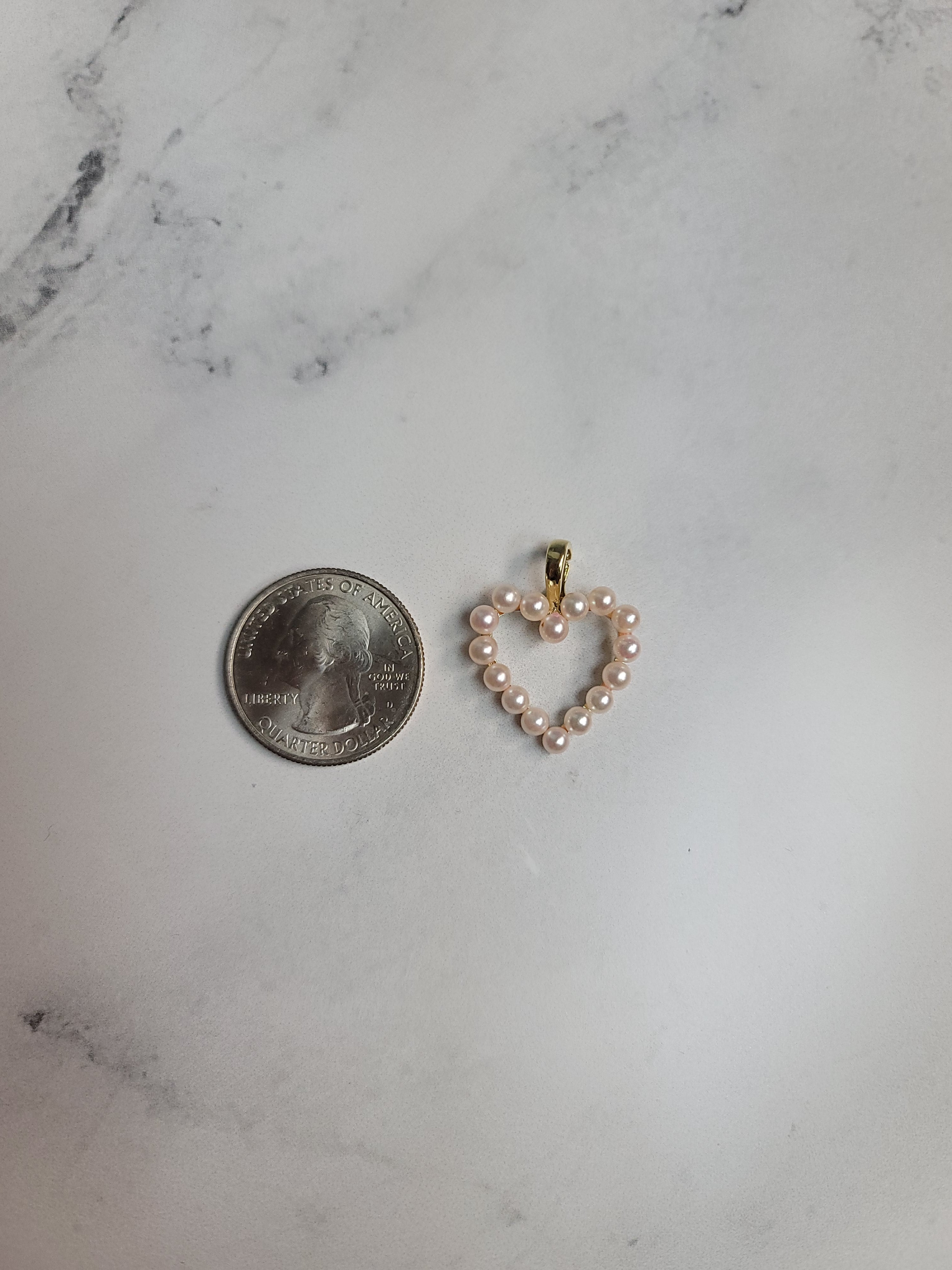 14K Yellow Gold Heart Shaped Pearl Pendant Necklace - Elegant Jewelry Gift for Women, Perfect for Valentine's Day, Anniversary & Special Occasions