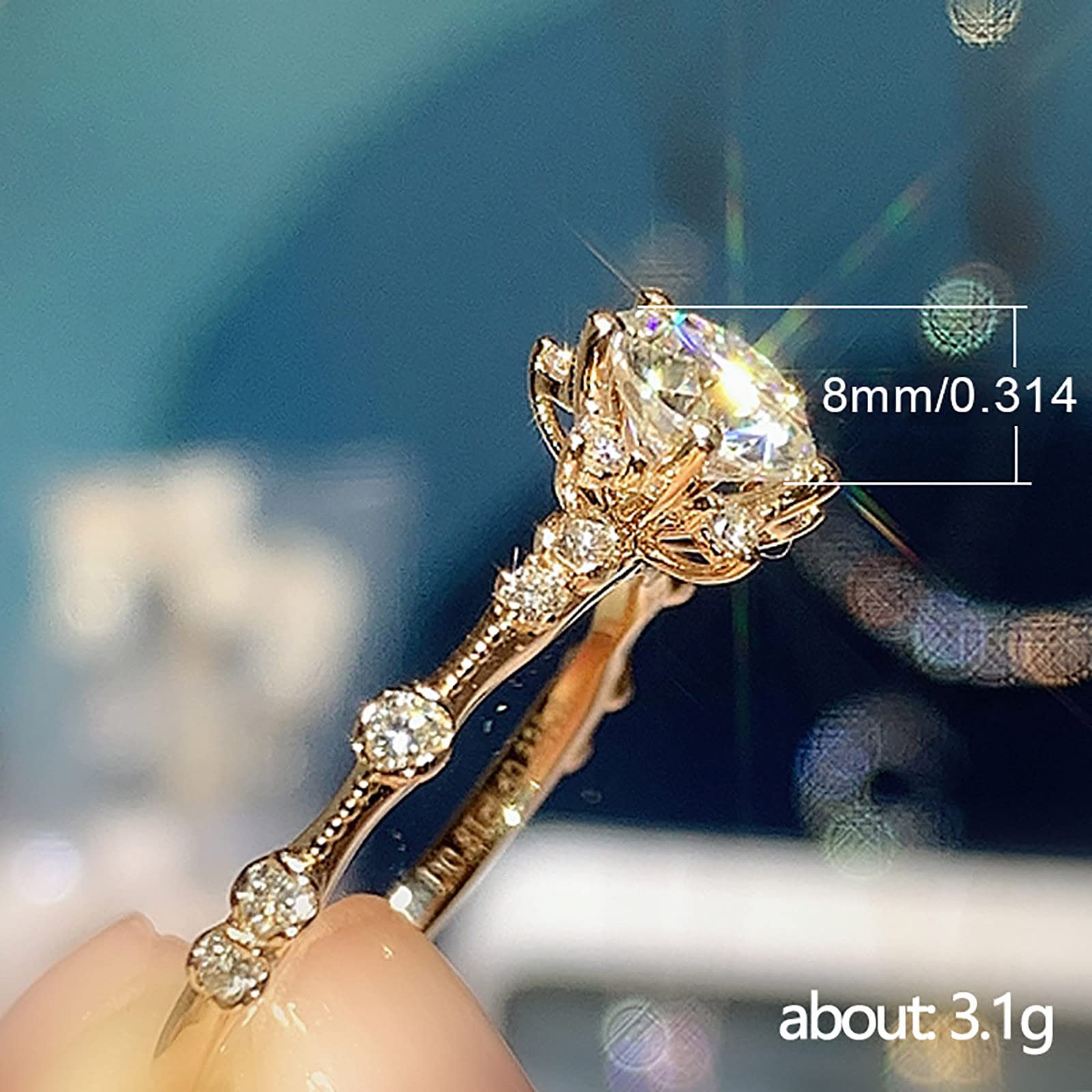 Elegant Leaf Statement Ring for Women & Men - Micro Inlaid Zircon Snowflake Open Cocktail Party Jewelry - Luxury Fashion Accessory Gift (Gold, One Size) - Perfect for Weddings, Anniversaries & Special Occasions