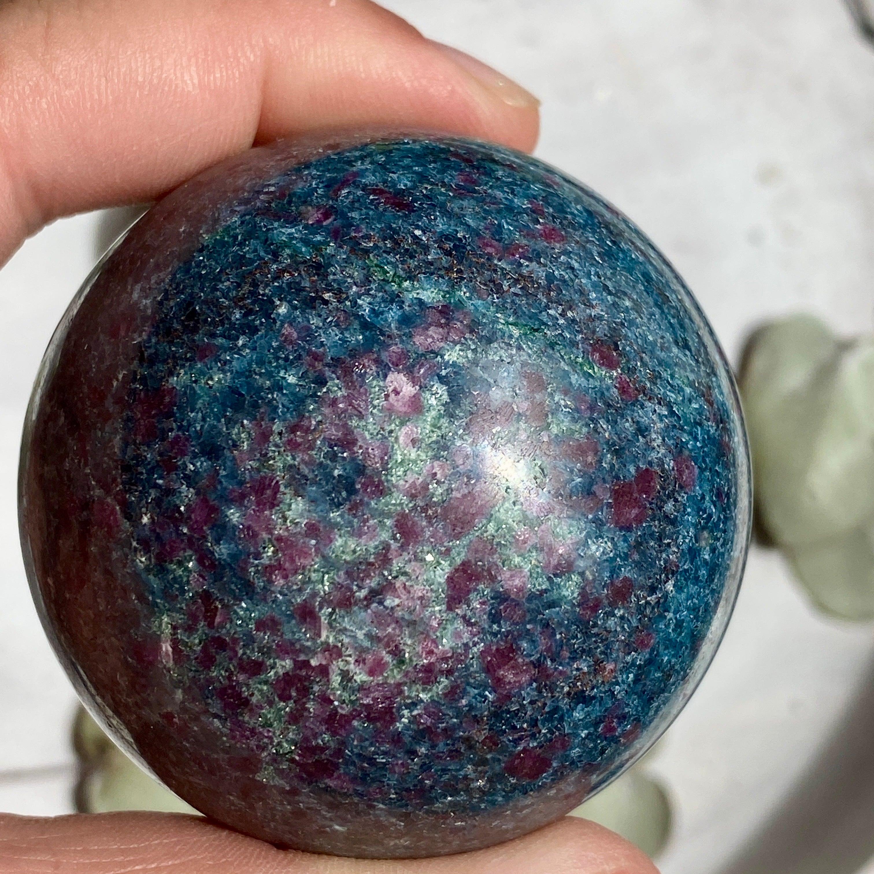 Natural Ruby in Kyanite Sphere - Healing Crystal Ball for Meditation, Reiki & Home Decor (RKS-01) | Perfect for Spiritual Healing, Energy Work & Gift Giving