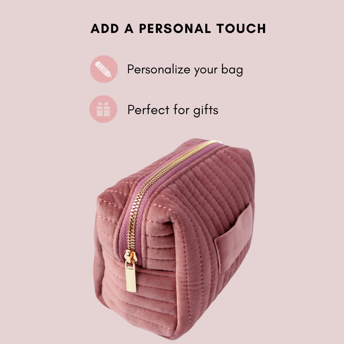 Custom Velvet Makeup Bag - Personalized Travel Cosmetic Organizer for Women | Purse & Toiletry Storage