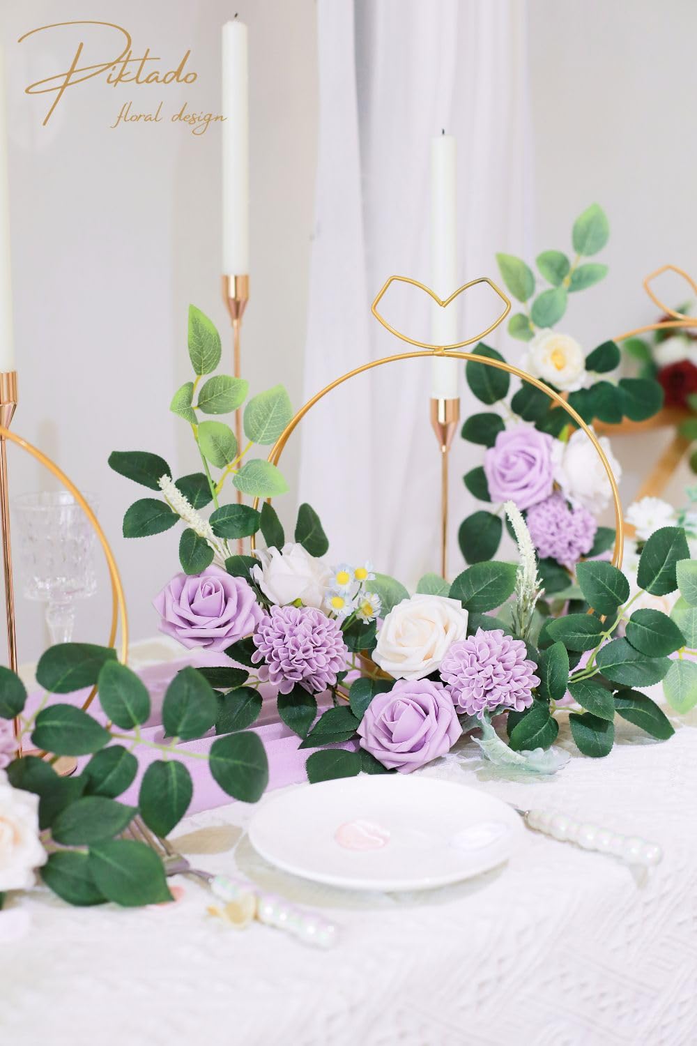 Artificial Rose Flowers - Dusty Rose Gradient Fake Roses with Stems for DIY Wedding Bouquets, Centerpieces, Home Decor, Table Arrangements - Perfect for Wedding, Party, Home Decoration (White Lavender)