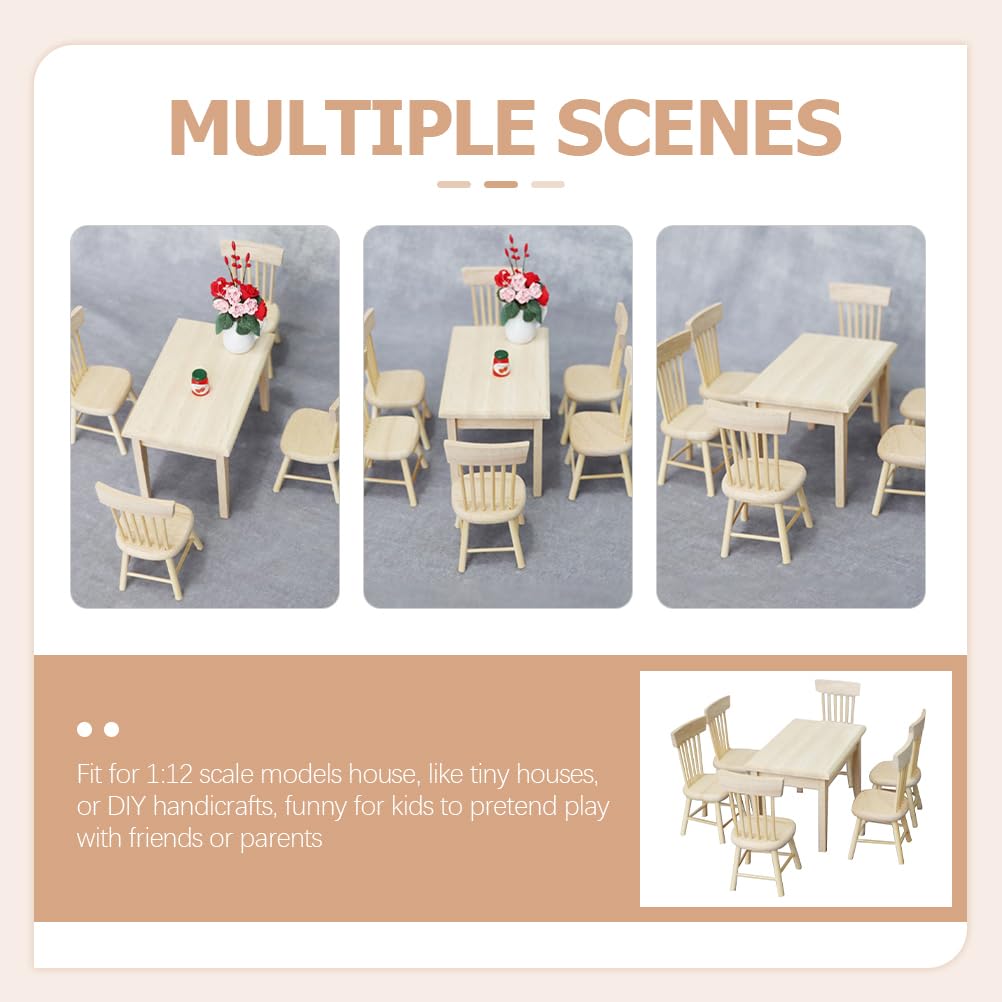 1/12 Scale Miniature Dollhouse Furniture Set - Mini Table & Chairs for Kitchen Decor, Doll Accessories | Perfect for DIY Dollhouse, Model Displays & Collectible Miniatures