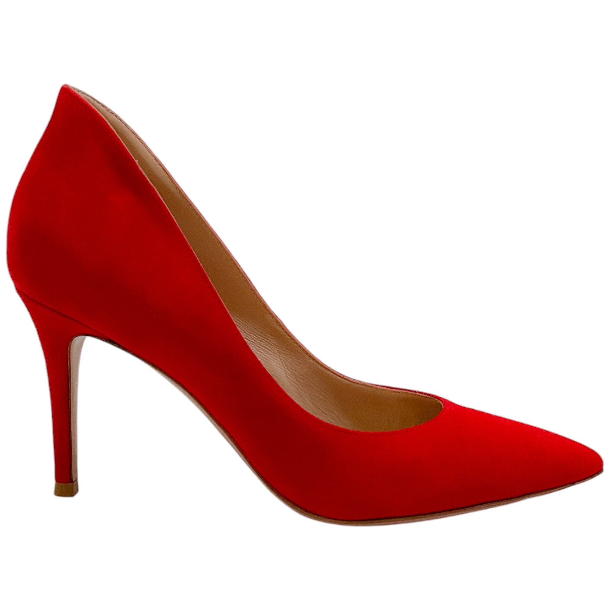 Gianvito Rossi Tabasco Red Suede Ellipsis 85mm Pumps - Women's Luxury High Heels for Parties, Weddings & Evening Events
