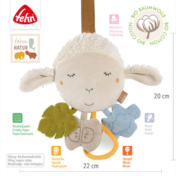 FehnNATUR Soft Plush Sheep Activity Toy for Babies - Cuddly Sensory Play Toy for Newborns & Infants | Perfect for Nursery, Tummy Time & Early Learning Development