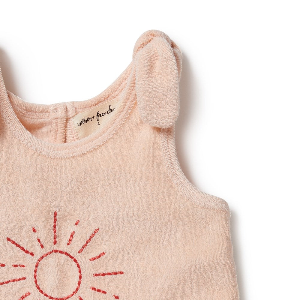 Sunshine Organic Terry Tie Singlet - Soft Cotton Baby Onesie for Newborns & Infants | Perfect for Playtime, Naptime & Everyday Comfort