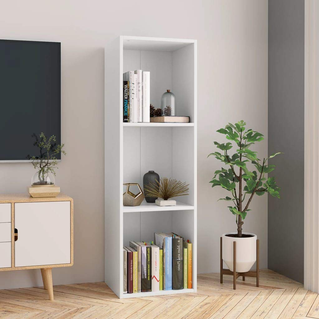 Modern White Bookcase TV Stand Display Cabinet - 14.2