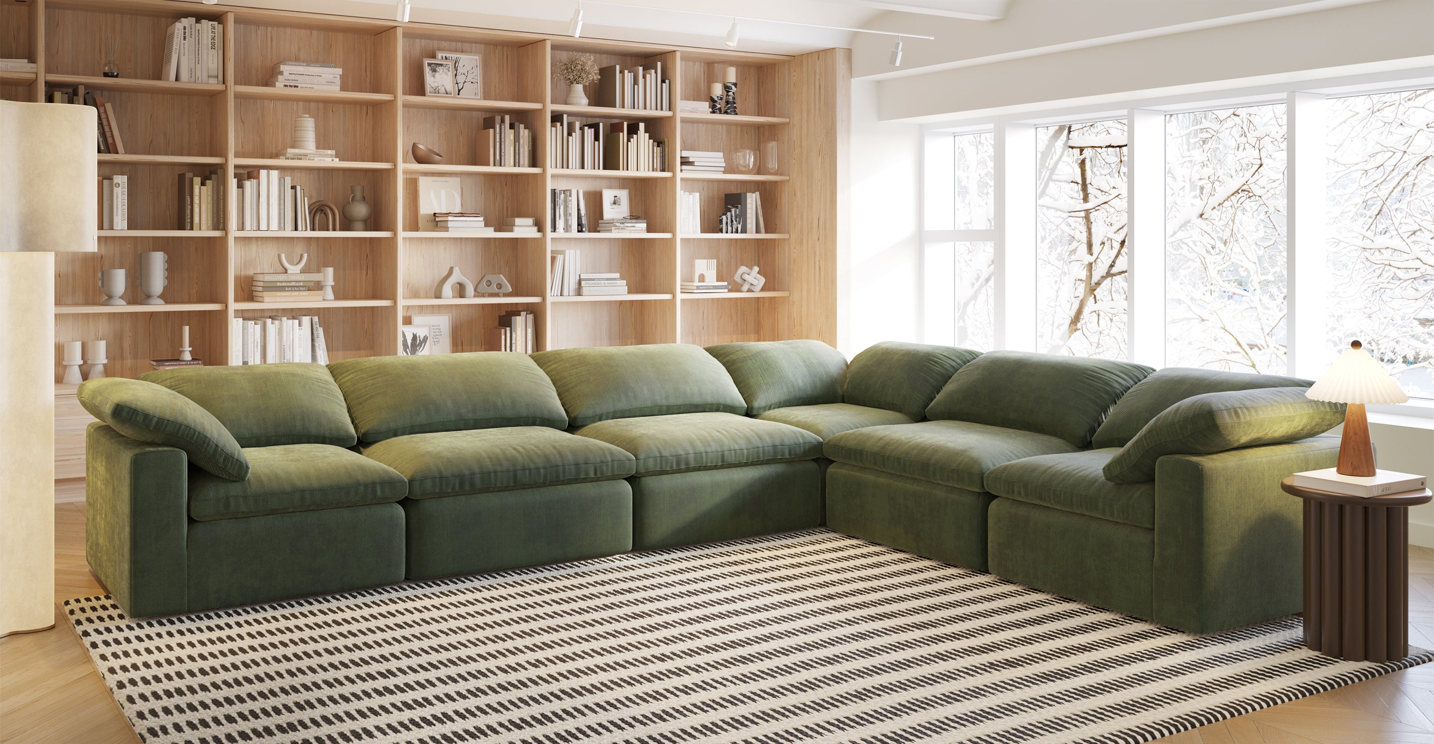 6-Seat Aspen Modular Corner Sectional Sofa - Modern L-Shaped Couch for Living Room, Family Room & Home Theater - Soft Fabric Upholstery with Reversible Chaise