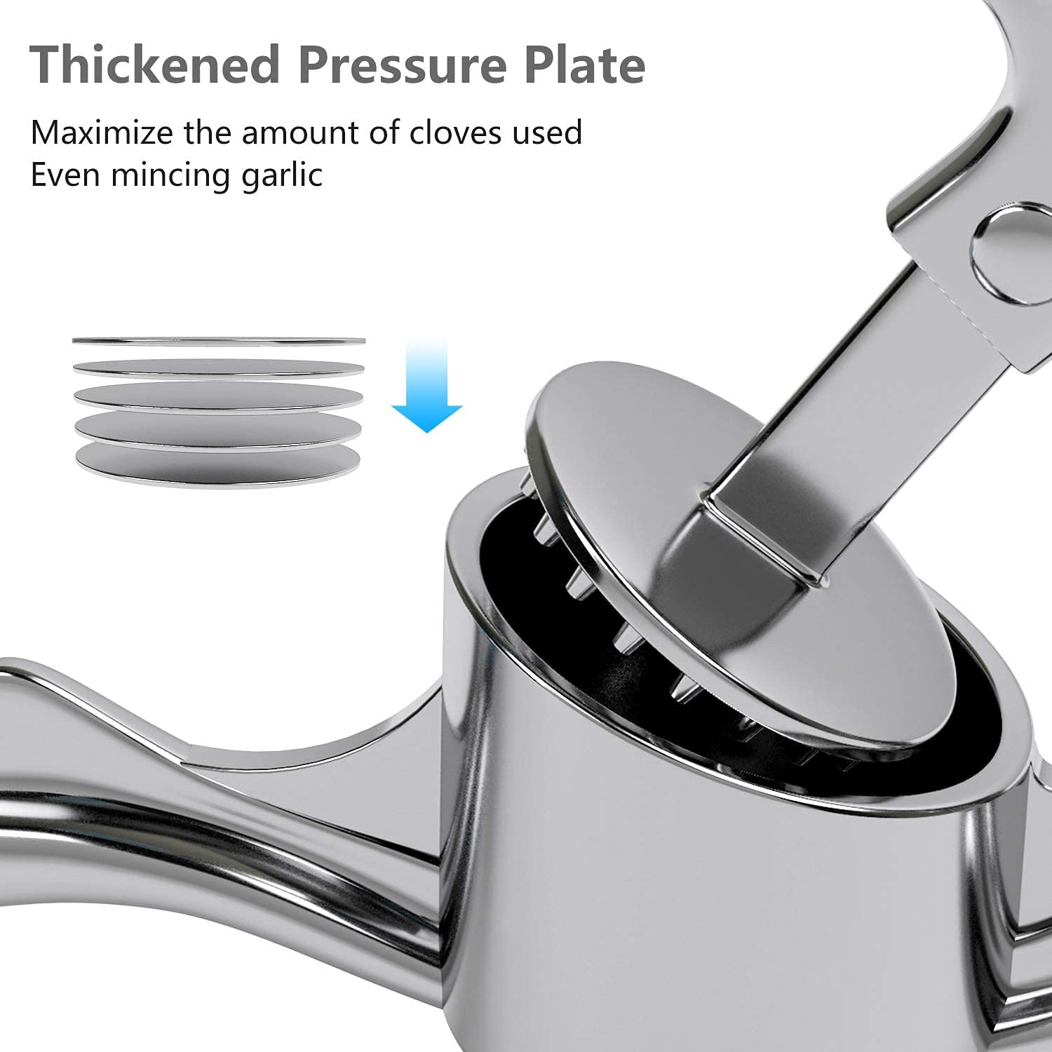 Premium Stainless Steel Garlic Press - Heavy Duty Garlic Crusher & Mincer with Silicone Peeler | Professional Kitchen Tool for Restaurants & Home Cooking | Easy Clean Design for Garlic, Ginger & Herbs | Perfect for Meal Prep, Italian Dishes & Asian Cuisine (Blue)