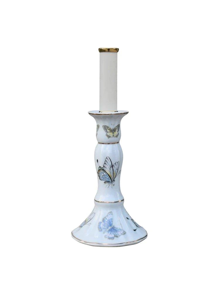 Butterfly Print Porcelain Mini Candle Holder - Elegant Tea Light Stand for Home Decor, Wedding Centerpiece & Romantic Ambiance Lighting