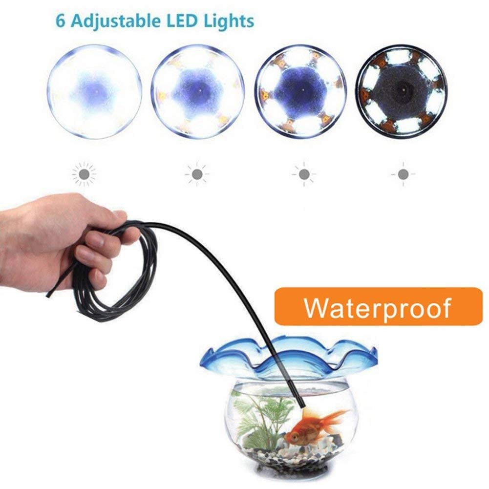 3 in 1 HD Waterproof Endoscope Inspection Camera with 6 Adjustable LED Lights - 1M Flexible Borescope Snake Pipe for Android Devices - Perfect for Drain Inspection, HVAC Maintenance & Automotive Repair