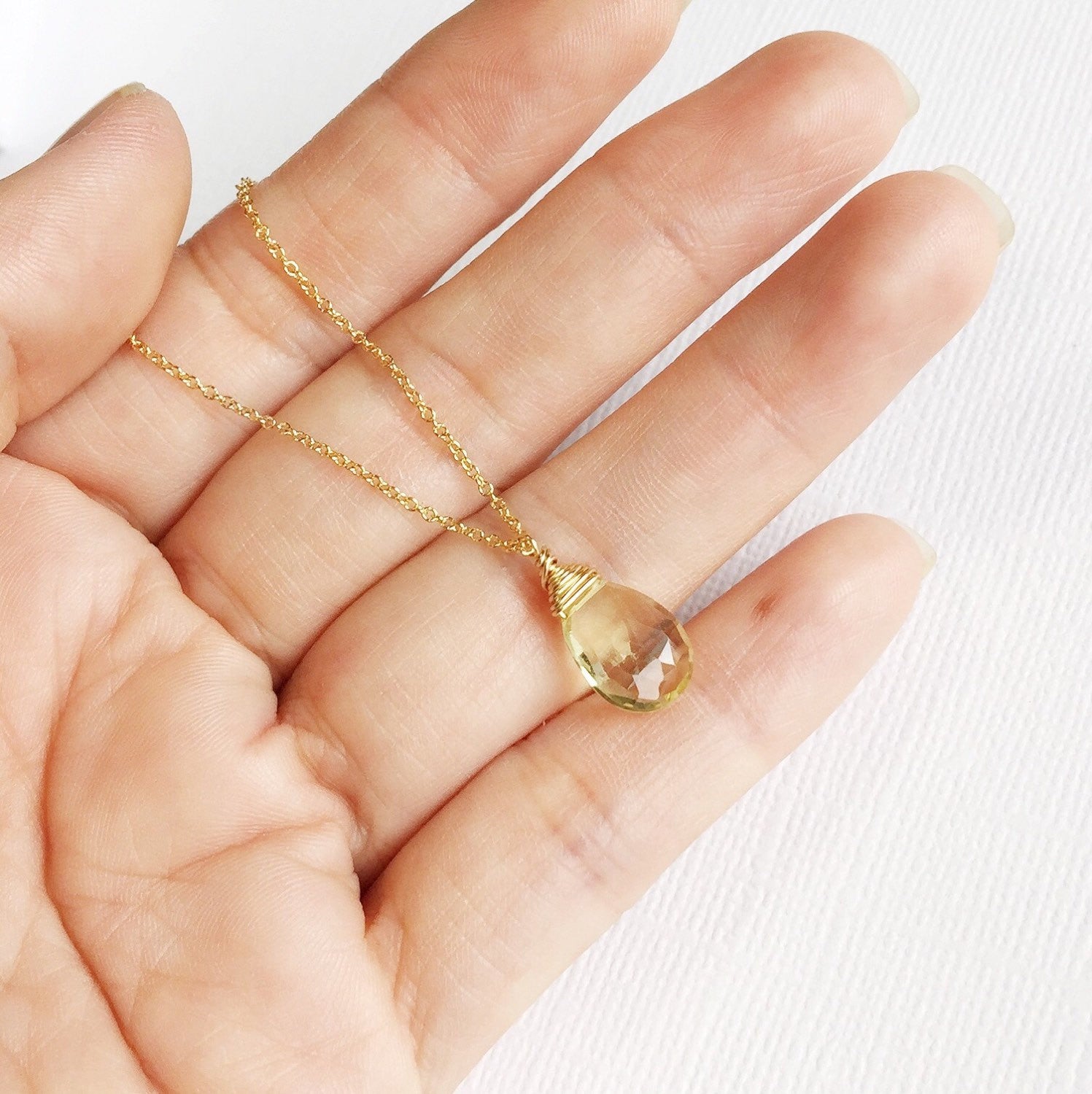 Yazmin Lemon Topaz Necklace (N197) - Elegant Jewelry for Women, Perfect for Parties, Weddings & Gifts