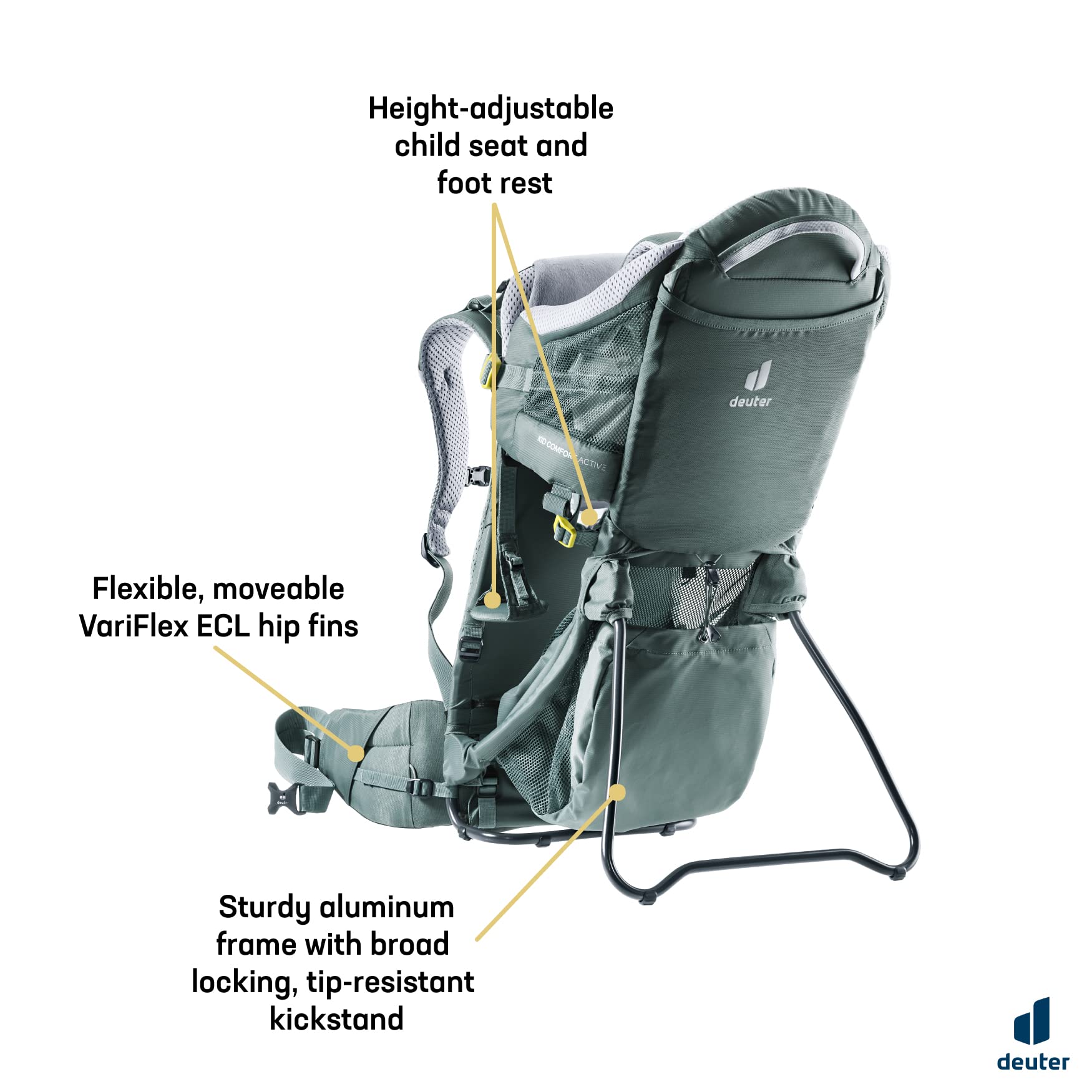 Deuter Kid Comfort Child Carrier Hiking Backpack - Active Standard Fit & Active SL Women's Fit - Teal Blue - Perfect for Outdoor Adventures, Hiking, and Family Travel