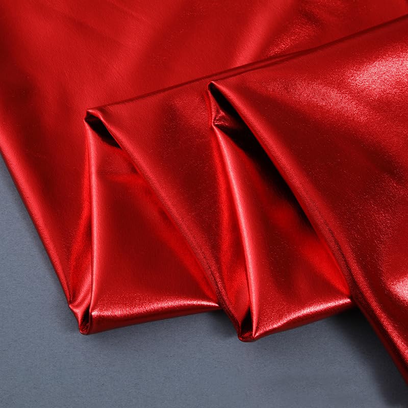 Women's High Waist Metallic Shiny Shorts - Elastic Waistband Party Pants for Rave, Dance, Club Wear & Night Out Fashion