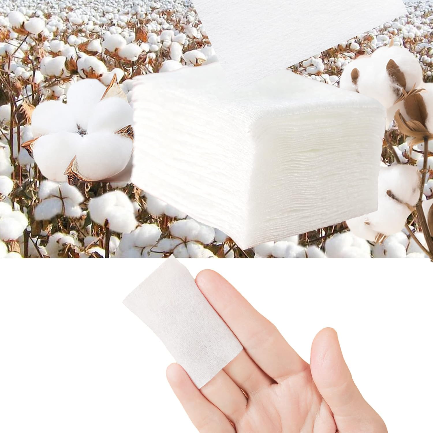 Premium Natural Cotton Makeup Pads - 1000 Pcs Double-Sided Soft Facial & Eye Makeup Remover Pads | Gentle, Water-Saving & Hypoallergenic | Perfect for Daily Makeup Removal, Skincare & Travel Essentials