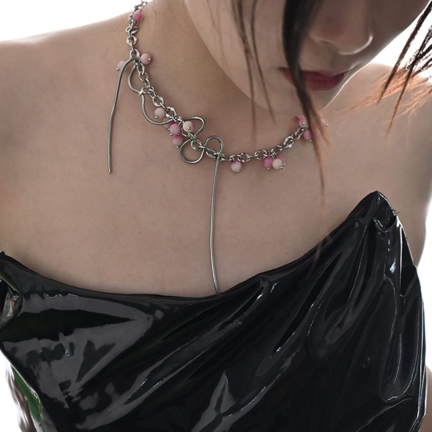 Gradient Pearl Necklace with Tassel - Elegant Clavicle Chain for Women, Perfect Gift for Party, Birthday, Wedding & Cosmetics Makeup - Ideal for Evening Events, Date Nights & Special Occasions
