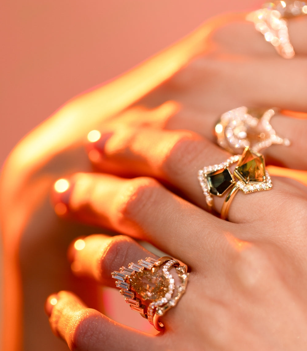 Exquisite Aura Freeform Parti Sapphire Ring | Unique Handcrafted Gemstone Jewelry for Women | Perfect for Engagement, Wedding & Special Occasions
