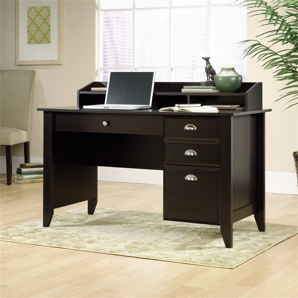 Pemberly Row Transitional 3-Drawer Wood Computer Desk in Mahogany - Home Office Desk with Storage for Small Spaces, Study & Work from Home