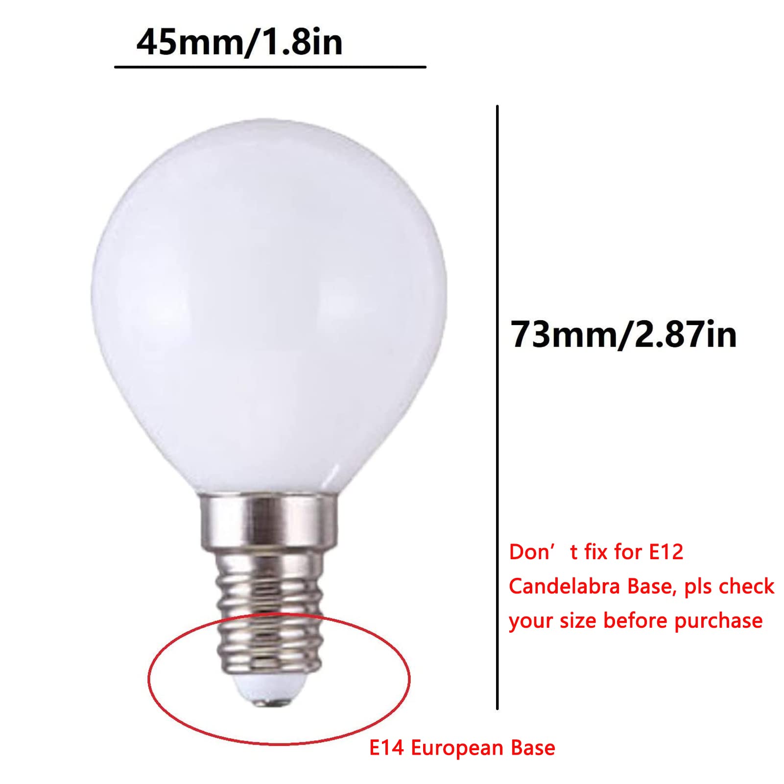 Lxcom 6-Pack G45 LED Bulb 5W E14 Candelabra Base, 50W Equivalent Cool White 6500K, 500LM Globe Vanity Light Bulb for Makeup Mirror, Bathroom, Bedroom, and Home Lighting - Energy Efficient Round LED Bulbs
