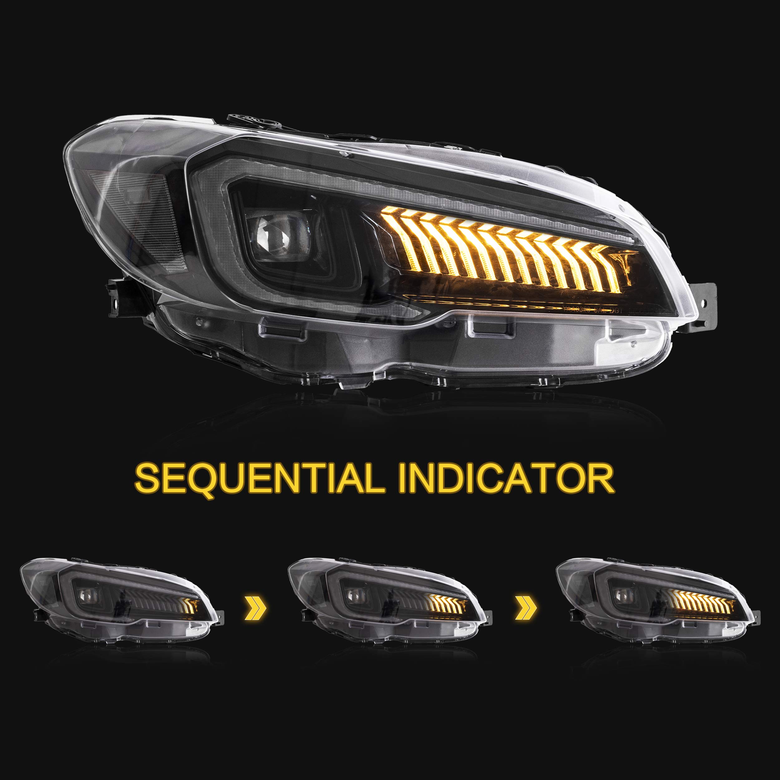 VLAND LED Headlight Assembly for Subaru WRX/STI 2015-2021 (Base/Premium/Limited) - Non-LED & Non-AFS/SRH Models - DRL Welcome Lights & Clear Reflector - Upgrade Your Car's Style & Night Visibility