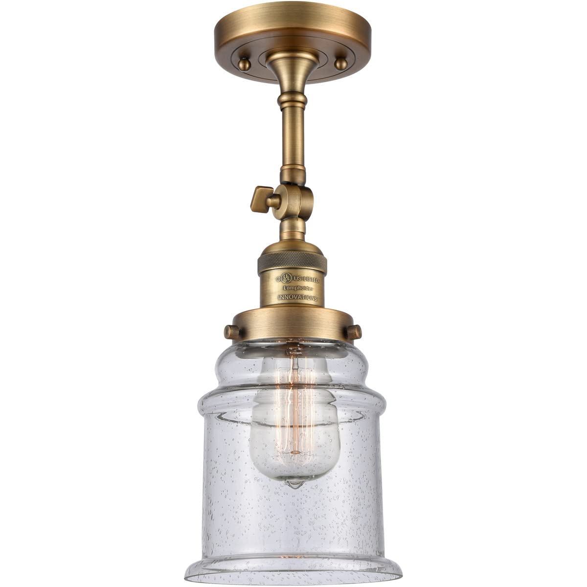Innovations 201F-BB-G184-LED Brushed Brass Semi-Flush Mount Ceiling Light Fixture - Modern LED Lighting for Bedroom, Living Room & Hallway