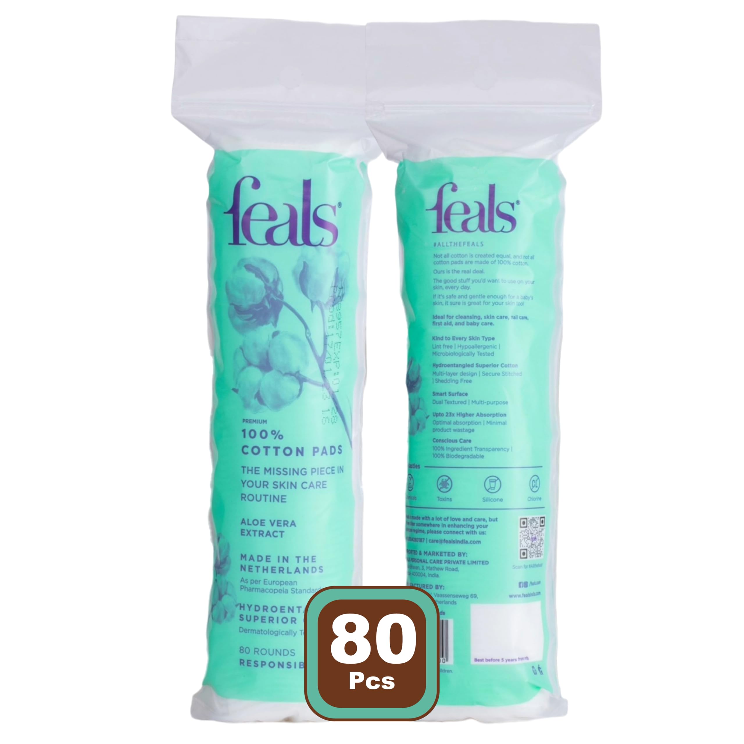 Organic Aloe Vera Cotton Rounds for Face & Eyes - 80 Count, Gentle Makeup Remover Pads, Pre-Makeup Cleansing, Soft & Reusable - Perfect for Skincare Routine, Travel & Daily Beauty Care