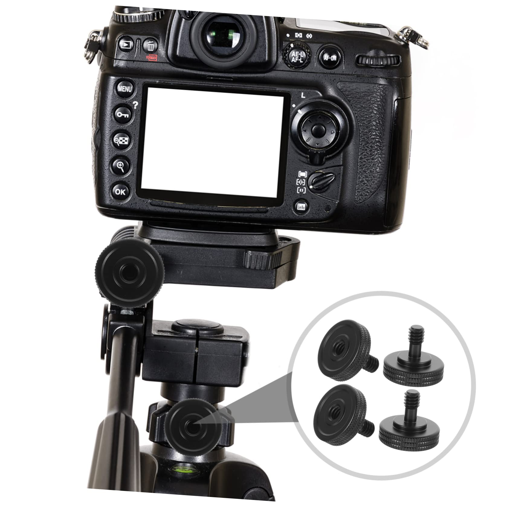 Jojofuny Set of 4 1/4 Inch Camera Mount Thumb Screws - Durable Aluminum Alloy Quick Release Screws for DSLR, Mirrorless Cameras & Tripods - Perfect for Photography, Videography & Studio Equipment