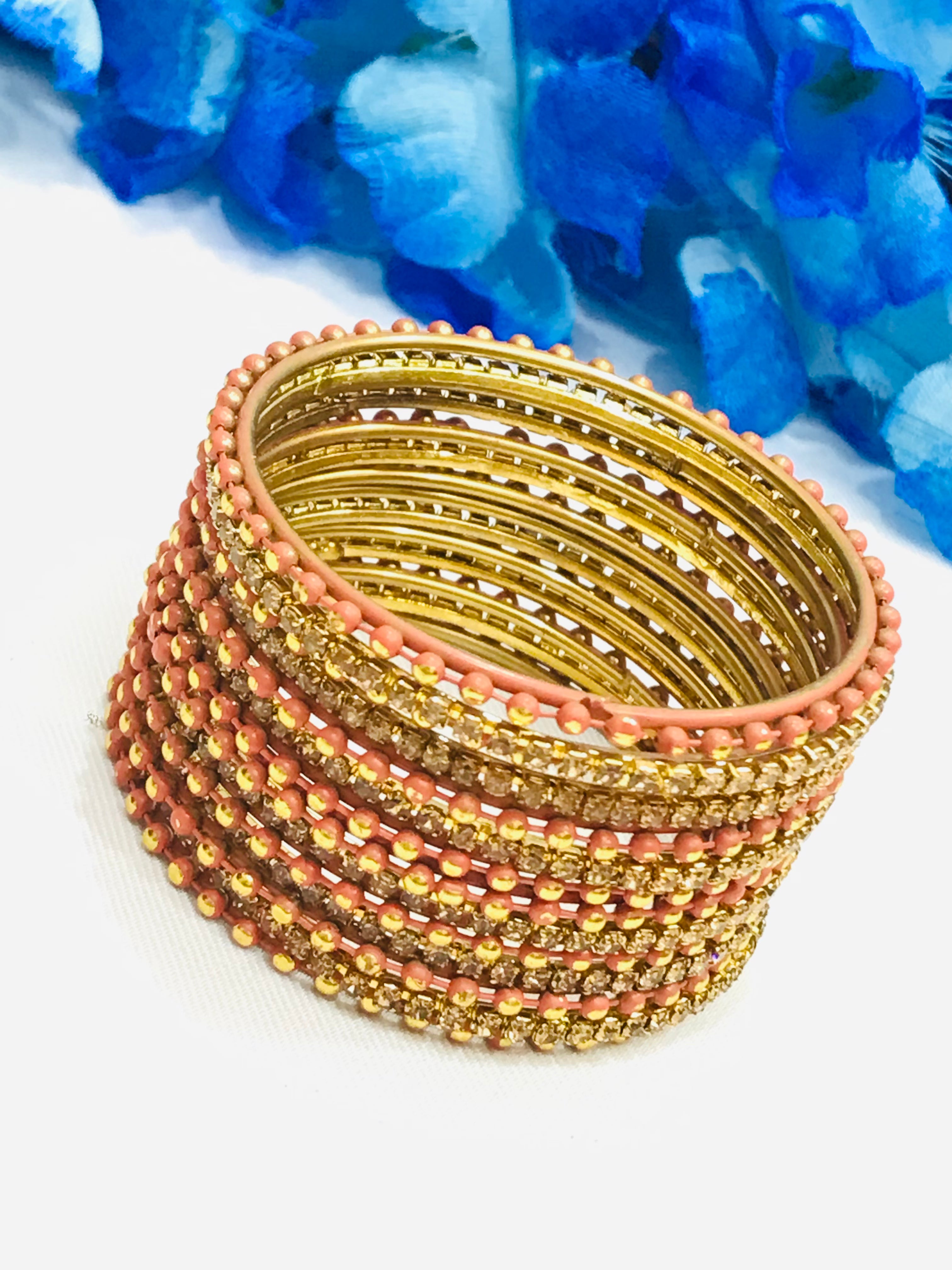 Stylish Orange Metal Bangles Set for Women & Girls - Fashion Jewelry for Parties, Weddings & Everyday Wear