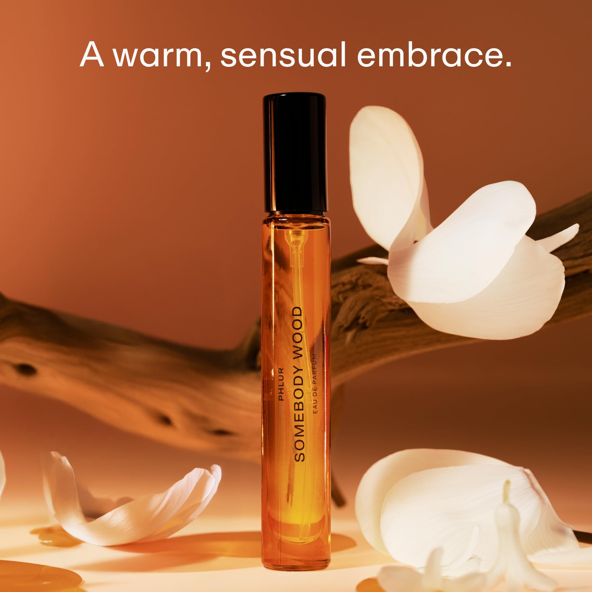 PHLUR Somebody Wood Eau de Parfum Travel Size (9.5mL) - Unisex Spicy Woody Perfume with Bergamot, Lemon, Cedarwood, Sandalwood, Musk & Vanilla - Perfect for Daily Wear, Date Nights & Travel