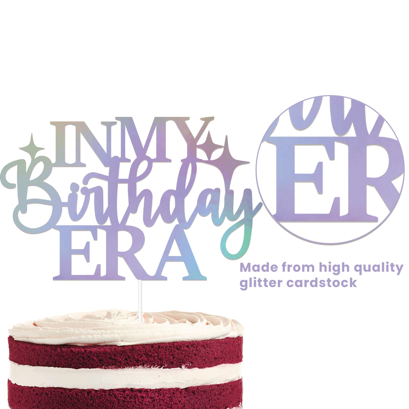 In My Birthday Era Cake Topper - Glitter Holographic Happy Birthday Decorations for Girls Birthday Party | Cake Decorations for Birthday Cakes, Cupcakes & Desserts