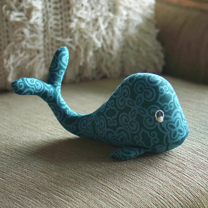 Handmade Patchwork Whale Plush Toy - Soft & Cuddly Stuffed Animal for Kids & Collectors | Perfect for Nursery Decor, Gifts & Ocean-Themed Parties