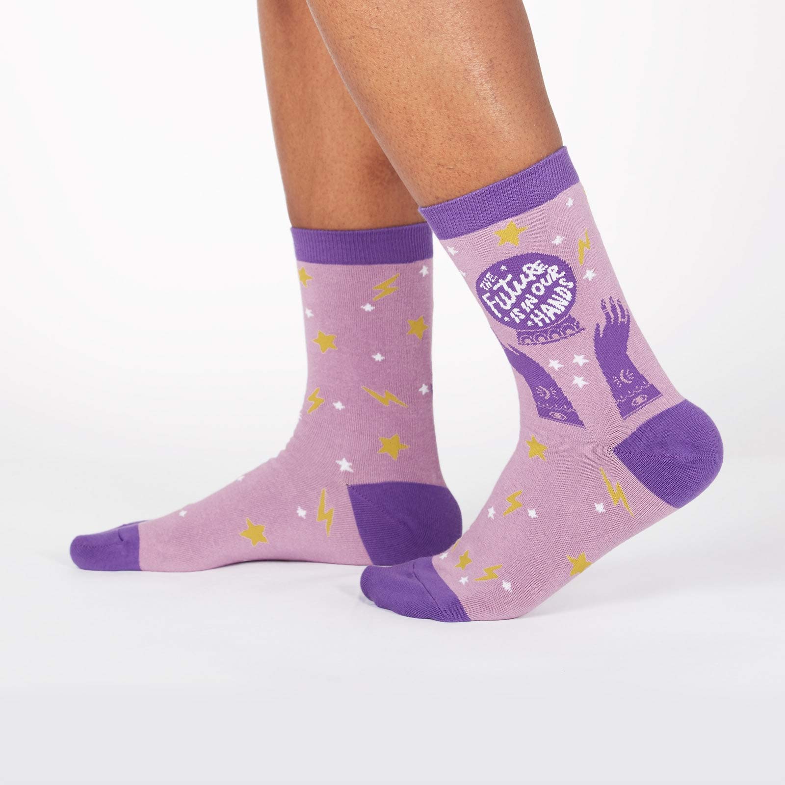 Future Is in Our Hands Crew Socks for Women - Fun & Comfortable Novelty Socks - Perfect for Gifts, Workwear, and Everyday Fashion