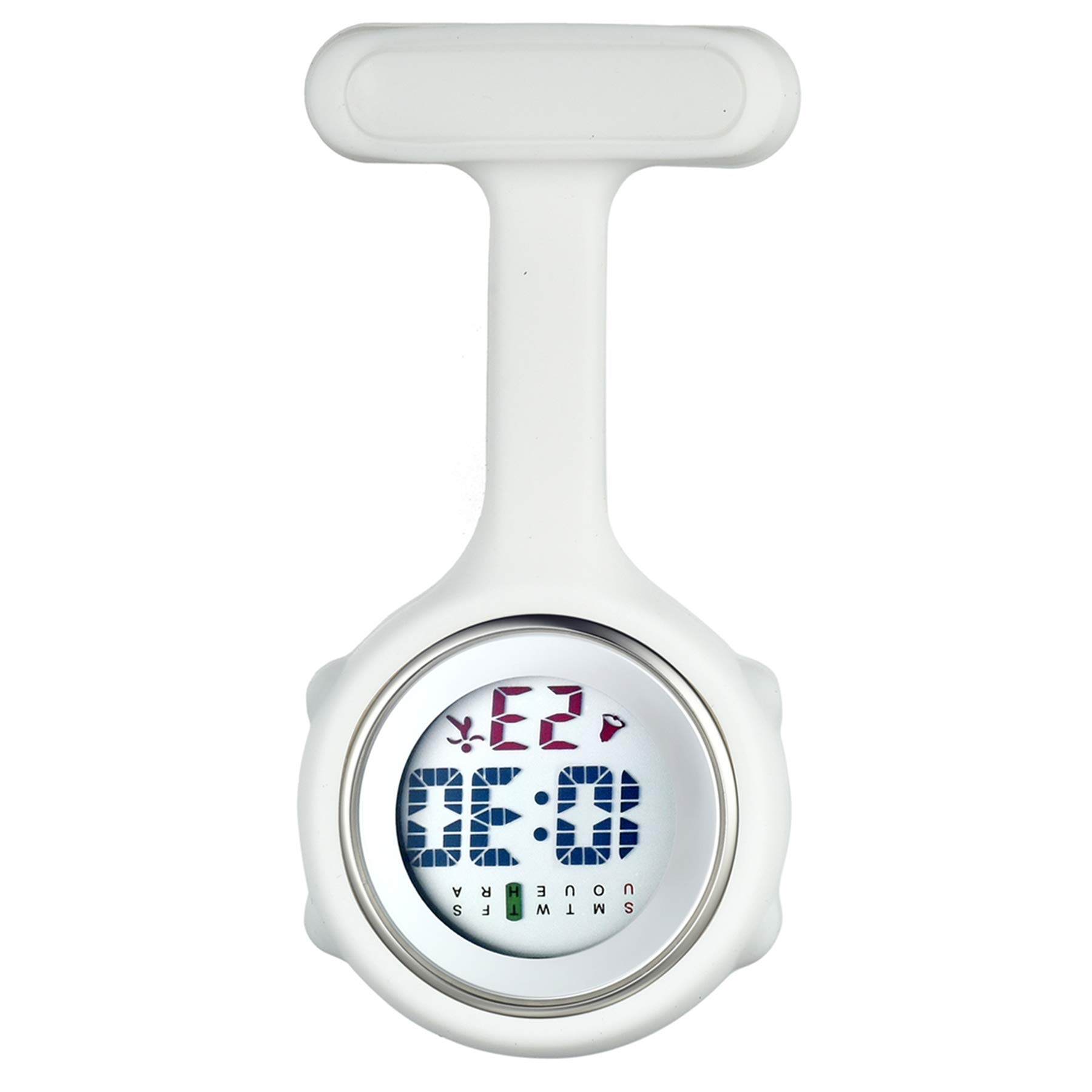 Avaner Digital Nurse Watch - Silicone Fob Watch, Pin-on Brooch Lapel Watch with Detachable Case - Perfect for Medical Professionals, Healthcare Workers & Nursing Students (White) - Ideal for Hospital Shifts, Clinical Rotations & Patient Care