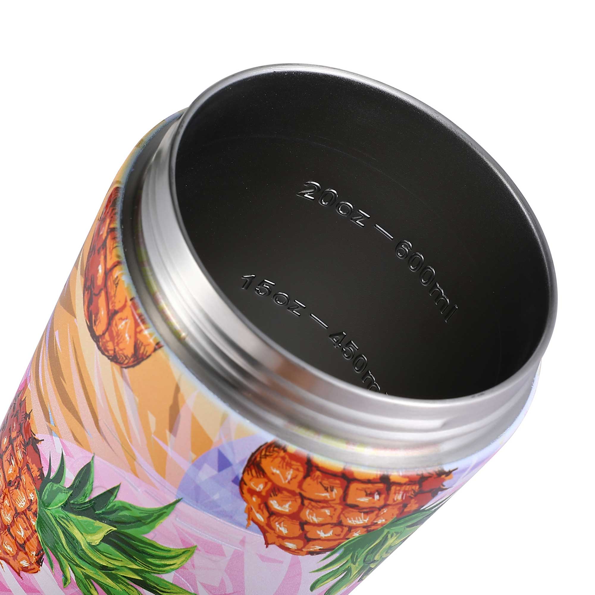 26oz Insulated Sports Water Bottle with Straw - BPA Free, Leak Proof, Pineapple Design - Perfect for Gym, Hiking & Outdoor Activities