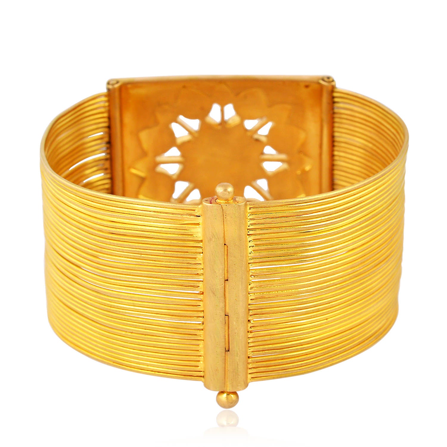 18K Yellow Gold Flat Polki Unshaped Rose Cut Diamond Wedding Bangle for Women - Perfect for Bridal Jewelry, Anniversary Gifts & Special Occasions