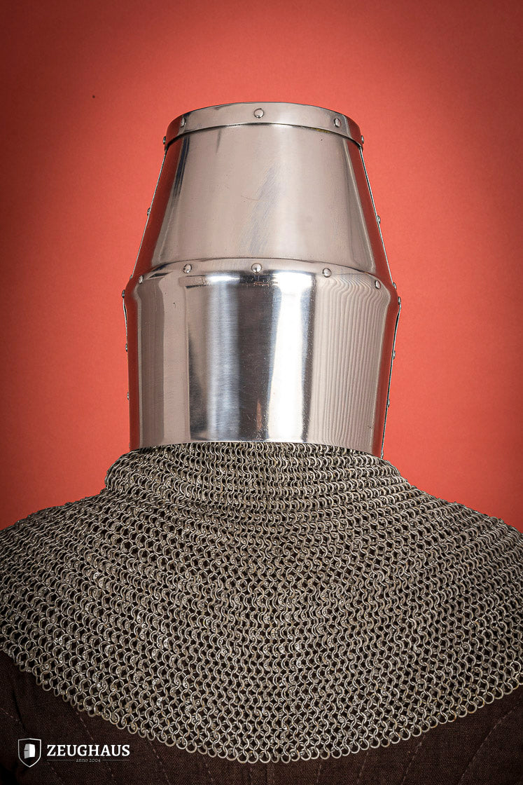 Medieval Crusader Great Helmet 1.6mm Steel with Brass Accents - Authentic Knight Armor for LARP, Cosplay & Historical Reenactment