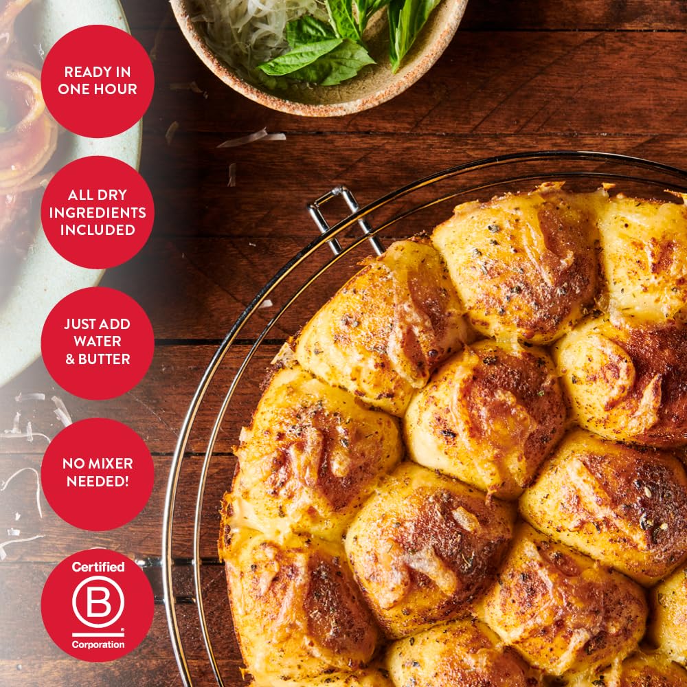 King Arthur Baking Company Pull-Apart Garlic Bread Mix Kit - 15.25 oz, Easy Homemade Bread Mix, Ready in 1 Hour | Perfect for Family Dinners, Parties & Holiday Gatherings
