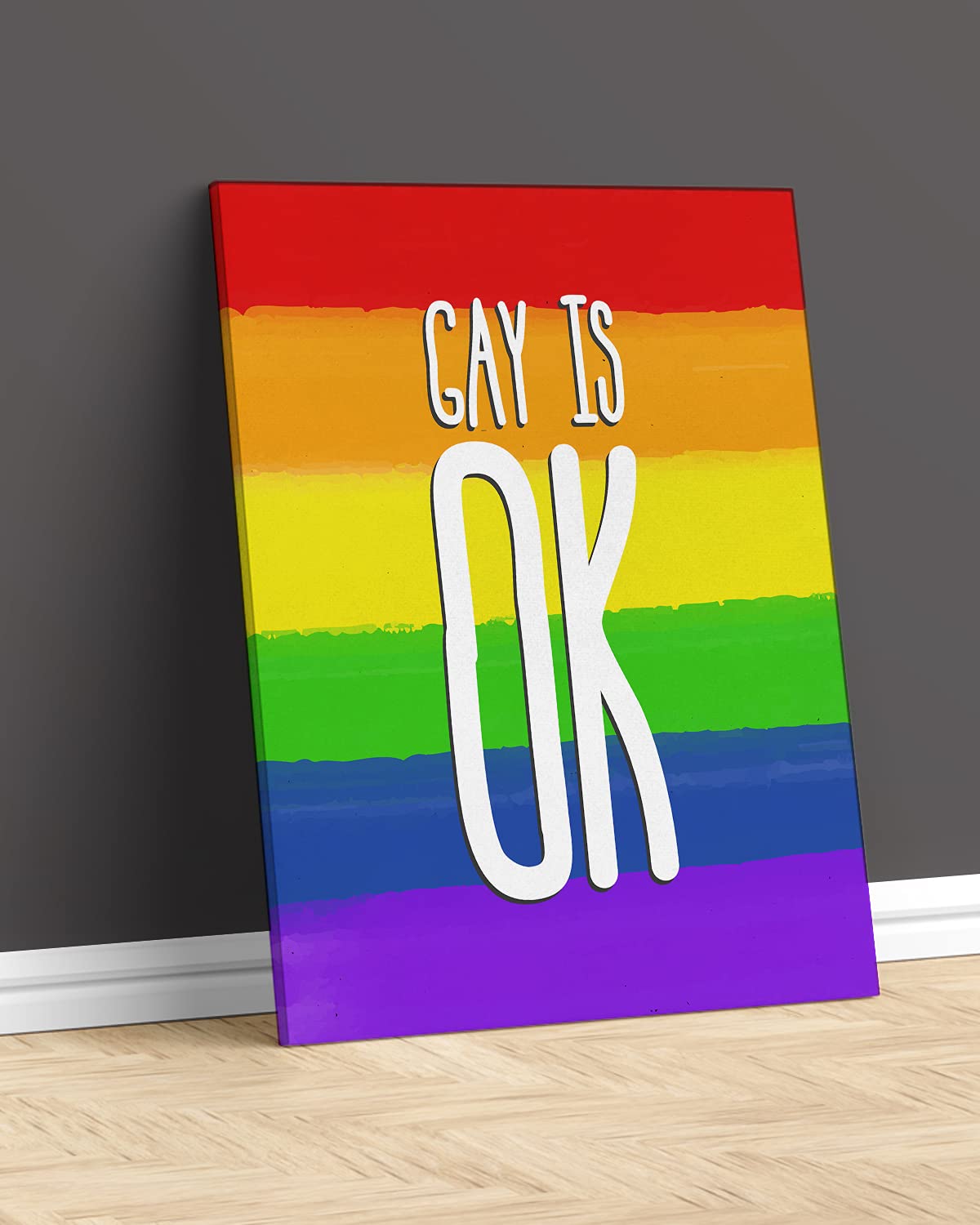 Gay Pride Wall Decor - LGBTQ+ Inspirational Canvas Art for Queer, Bi, Lesbian & Trans - 32x40 Ready to Hang - Perfect for Bedroom, Living Room & Pride Month Decorations