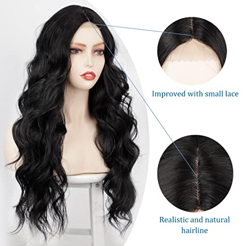 Long Straight Ombre Brown Wig with Middle Part - Natural Looking Synthetic Hair for Daily Wear & Cosplay