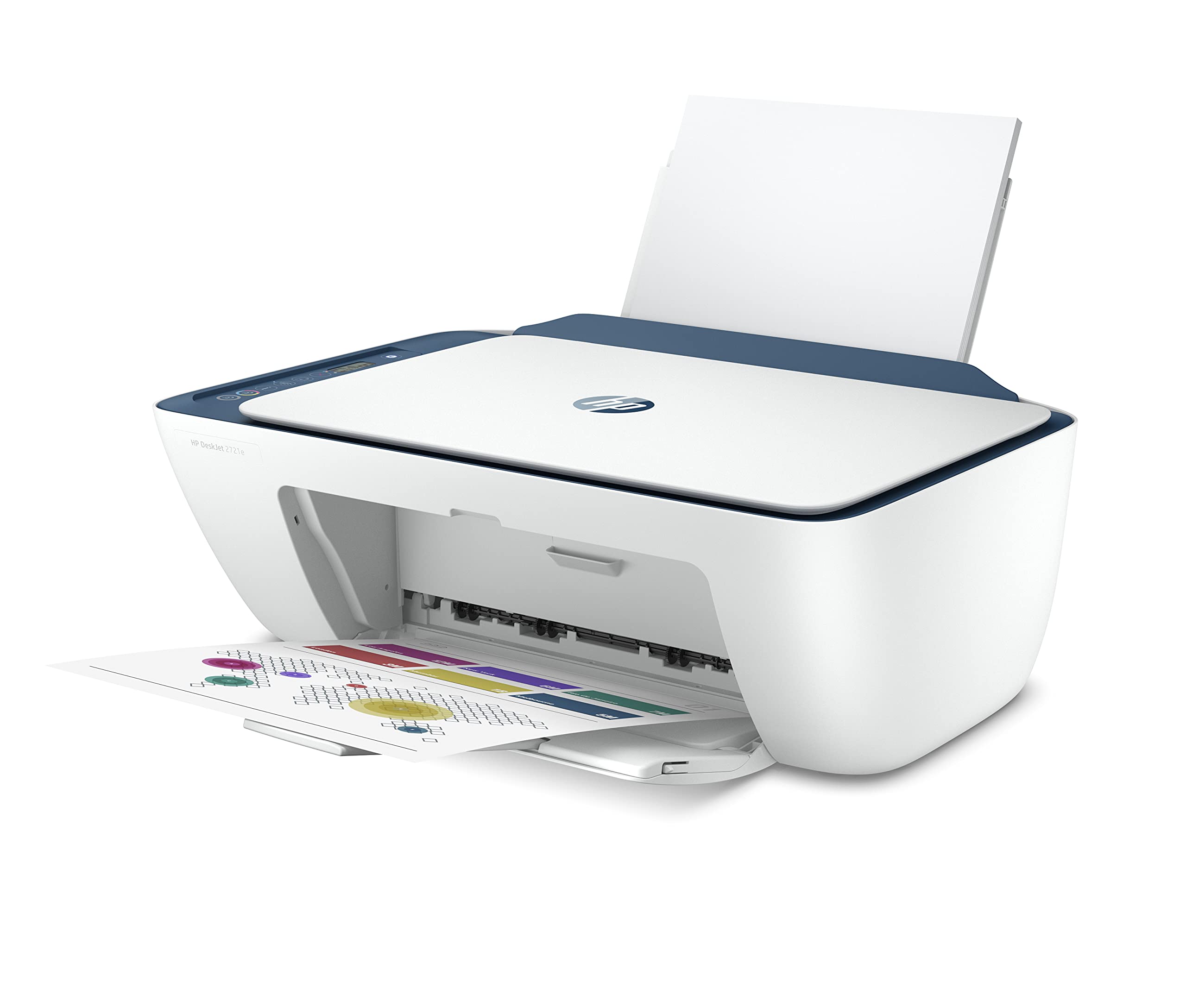 HP DeskJet 2721e All-in-One Wireless Color Printer with 6 Months Instant Ink | HP+ Enabled | Compact Home & Office Printer for Documents, Photos | White & Blue Design | Perfect for Remote Work & School Projects