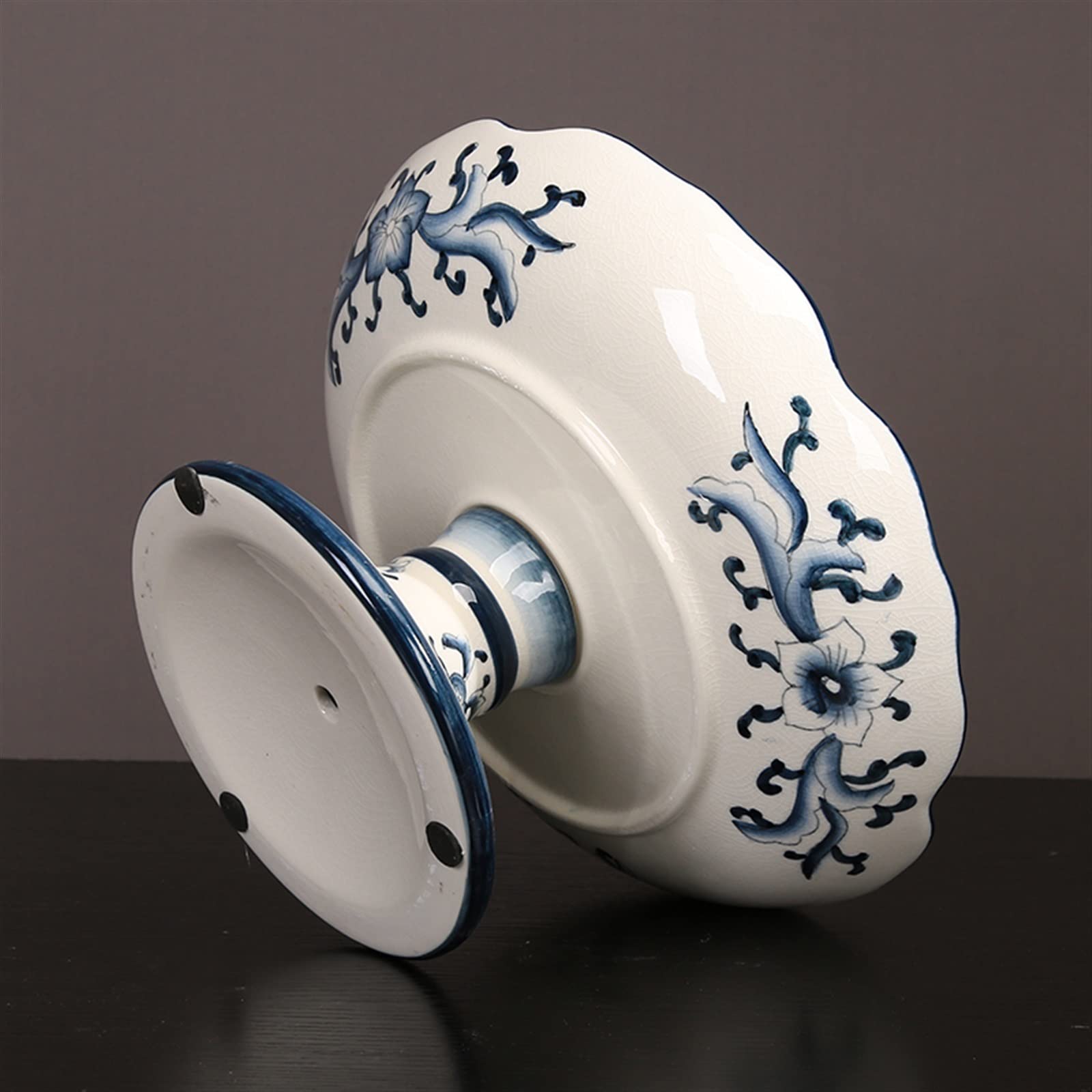 Blue and White Ceramic Fruit Bowl - Creative Decorative Serving Tray for Living Room Coffee Table, Snack Storage Plate for Dried Fruits, Vegetables, Salad, and Fresh Fruits - Perfect for Entertaining and Home Decor